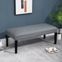 Homco Banca Captusita pentru Intern din Lemn cu Invelis din Lin Gri si Picioruse Antiderapante(m-2)