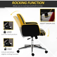 Vinsetto Scaun de Birou Scaun Racing Ergonomic Inaltime Reglabila Pivotant Galben(m-6)