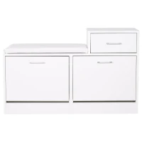 HOMCOM Dulap Modern pentru Încălțăminte cu Bancă Imbottită pentru 12 Perechi de Pantofi Lemn Alb(m-10)