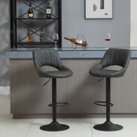 HOMCOM Set 2 Scaune de bar cu Inaltime reglabila si Suport pentru picioare, din PIele sintetica(m-2)