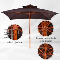 Outsunny Umbrela de Gradina 3x3 Metri, 8 Lamele Acoperire cu 2 Niveluri(m-5)