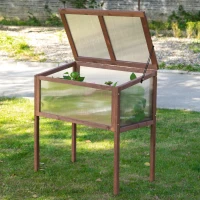 Outsunny mini sera din lemn si policarbonat 90x50x93 cm, maro(m-2)