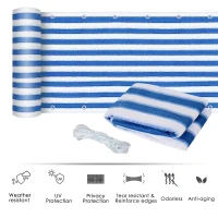 Outsunny Prelata Protectie din HDPE pentru Balcon si Gradina cu Dungi Alb si Albastru 5m0.9m(m-1)