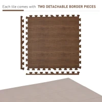 HOMCOM Covor Puzzle Antiderapant Efect Lemn 9 Piese Suprafata acoperita 3,24m²(m-4)