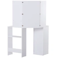 Homcom Masa Machiaj cu 3 Oglinzi Masa Make Up Alb 111x56.2x141.3cm(m-5)