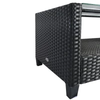 Outsunny Set Mobilier de Gradina 4 Piese din Ratan PE Masuta Canapea si Fotolii(m-10)