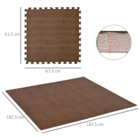 HOMCOM Covor Puzzle Antiderapant Efect Lemn 9 Piese Suprafata acoperita 3,24m²(m-3)