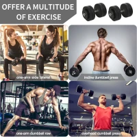 HOMCOM Set Gantere 50 kg – Reglabile cu 12 Discuri Cauciucate(m-5)
