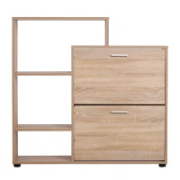 HOMCOM Dulap Pantofi Design Modern 20 Perechi pentru Hol in Lemn 101,5 x 25,5 x 98 cm(m-4)