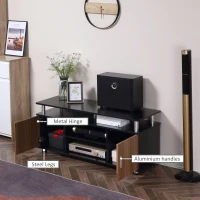 HOMCOM Comodă cu Suport TV cu Dulap și Etajere, Dulăpior pentru Salon și Sufragerie, 120x40x52.2 cm, Negru(m-5)