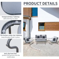 Outsunny Salon de Gradina Set MAsa si Scaune de Gradina 4 Buc Gri si Negru(m-7)