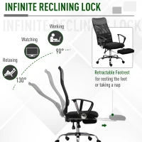 Vinsetto scaun de birou ergonomic, insertie plasa, negru(m-6)