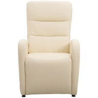 Homcom Fotoliu Relax con Spatar Rabatabil si Taburet  in Piele Ecologica Crem 67 × 89 × 110cm(m-5)