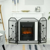 HOMCOM Paravan antiscantei pentru semineu, pliabil, usa magnetica 125 x 80cm(m-5)