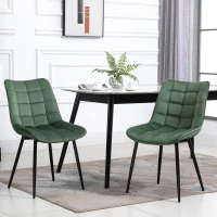 HOMCOM Set 2 Set 2 Scaune Moderne Captusite pentru Sufragerie Stil Nordic Catifea Verde(m-2)