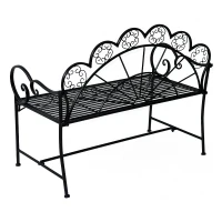 Outsunny Panchina da Giardino Biposto Stile Classico in Ferro, Nero, 113x56.5x90.5cm(m-6)