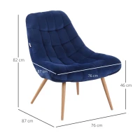 HOMCOM Fotoliu Modern Capitonat Fotoliu pentru Dormitor Extra Large Tesatura Albastra(m-3)