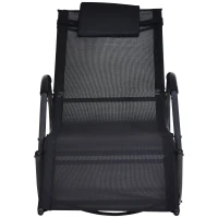 Outsunny Sezlong cu scaun Balansoar 160x61x79cm Negru(m-3)