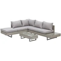 Outsunny Set Mobilier canapele si masuta pentru Gradina din Ratan Gri(m-1)