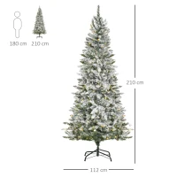 HOMCOM Brad de Craciun cu zapada cu 250 lumini colorate 829 ramuri inalt 210cm Verde(m-3)