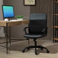 Vinsetto Fotoliu de birou captusit cu inaltime ajustabila, rabatabil cu 5 roti negru(m-2)