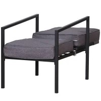 Outsunny Set 2 Sezlonguri cu Suporturi pentru Picioare Perne si Masuta din Metal si Poliester Gri si Negru(m-9)