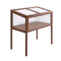 Outsunny mini sera din lemn si policarbonat 90x50x93 cm, maro(m-4)