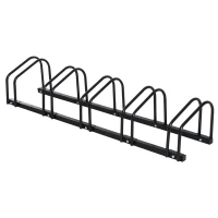 HomCom Suport Biciclete cu 5 Locuri Parcare pentru 5 Biciclete 130 × 33 × 27cm Negru(m-1)