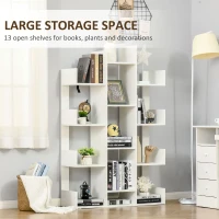 Mobilier Biblioteca tip Copac HOMCOM cu 13 Etajere din Lemn PAL, 96x30x150cm(m-5)