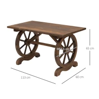 Outsunny Masa Gradina Rustica din Lemn 110×60×65 cm – Cu Roti pentru Terasa(m-3)