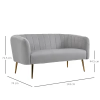 HOMCOM Canapea 2 Locuri Design Modern Captusita cu Cotiere si Spatar, Gri(m-3)