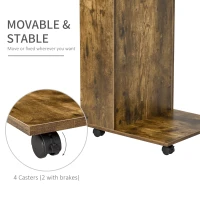 HOMCOM Masuta de Salon Noptiera Design in forma de C cu Raft Compartiment Lateral si Roti(m-7)