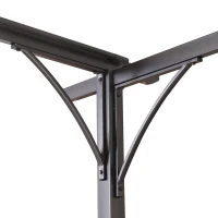 Outsunny Foisor Acoperis de Gradina Parasolar Retractabil Rama Neagra Perdea Bej 350 x 350 x 230cm(m-8)