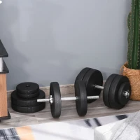 HOMCOM Set Gantere 50 kg – Reglabile cu 12 Discuri Cauciucate(m-2)