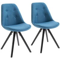HOMCOM Set 2 Piese Scaun de Pranz captusite design modern pentru sala de pranz albastru(m-1)