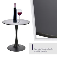 Homcom Masa de Cocktail Rotunda Minimal cu Baza din Meta Negru D70 x 73 cm(m-5)