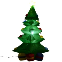 Homcom Brad de Craciun Gonflabil cu Cutii de Cadouri Lumini LED Alb 120cm(m-8)