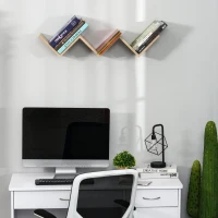 HOMCOM Biblioteca de Perete in Forma de V din Lemn pentru Casa si Birou 80.6 x 16 x 15.2cm(m-2)