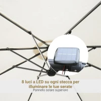 Outsunny Umbrela de Soare cu Brat, Manivela si 8 benzi LED cu Energie Solara(m-6)