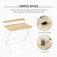 HOMCOM birou pliabil cu raft, din PAL, 81.5x70x84cm(m-4)