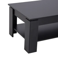 HOMCOM Masa pentru Cafea Joasa pe 2 Niveluri in Lemn Negru 110x65x47cm(m-6)