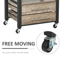 HOMCOM Carucior de bucatarie cu 3 sertare si raft din lemn 60x50x84.5cm(m-5)