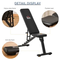 HOMCOM Banca multifunctionala pentru abdomene, cu 6 inclinari si inaltime reglabila(m-6)
