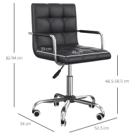 HOMCOM Scaun Rotativ cu Brațe din Piele Sintetică, Negru 52.5x54x94cm(m-3)