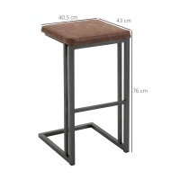 HOMCOM Set 2 Taburete de Bar Stil Vintage Industrial Imitaţie de piele şi Metal(m-3)