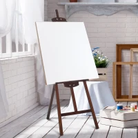 Homcom Sevalet pentru Pictura in Lemn cu Inaltime si Inclinatie Reglabila, Maro, 46x60x140cm(m-2)