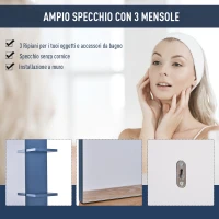 Kleankin Set Arredo Bagno 3 Pezzi Mobiletto Lavandino e Specchio in MDF Blu(m-5)