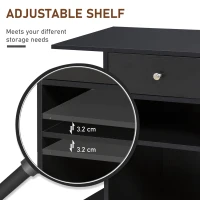 Vinsetto Mobila pentru Imprimanta din Lemn Negru cu 1 Sertar 2 Etajere Raft CPU(m-7)