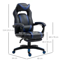 Vinsetto Scaune de Birou Ergonomice cu Roti in Piele Ecologica, Albastru si Negru(m-3)