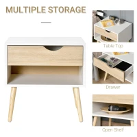 HOMCOM Noptiere Moderne cu Sertar și Raft, Design Modern și Funcțional, Ideal pentru Cameră de Dormit, Albastru(m-5)